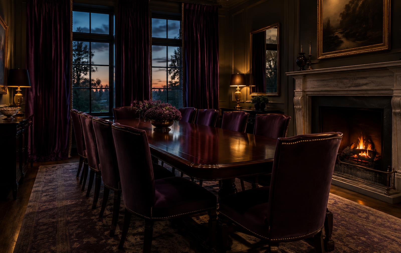 An elegant private dining room prepared for a confidential in-home appointment